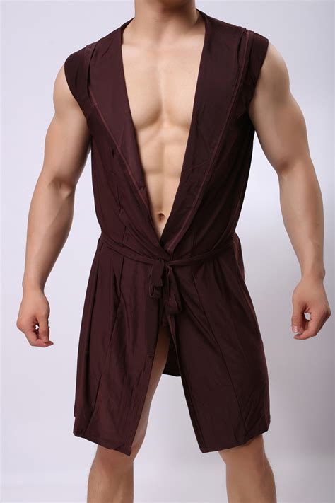 Men Robes Hot Bathrobe For Man Bath Robe Mens Sexy Sleepwear Ice Silk Robes Gay Wear Clothing
