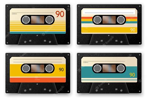 Free Vector Realistic Vintage Music Cassette Set Of Four Isolated Of