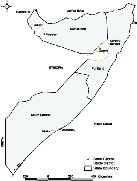 Map Of Somalia Showing The Two Self Declared States Puntland And Download Scientific Diagram