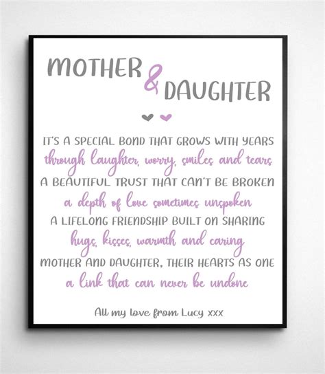 Personalised Mother And Daughter Poem Print Mum Print Mother Etsy
