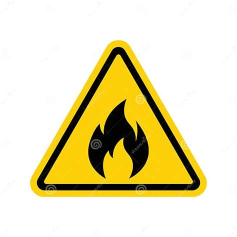 Fire Warning Sign On White Fire Warning Sign In Yellow Triangle
