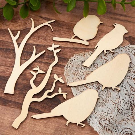 Unfinished Wood Branch And Bird Cutouts All Wood Cutouts Wood