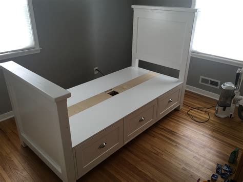 Don't miss out on these huge savings plus 12 months special financing. Twin size Farmhouse bed with storage drawers! | Ana White