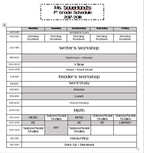 Schedules And Class List Ms Sauerlands First Grade Class