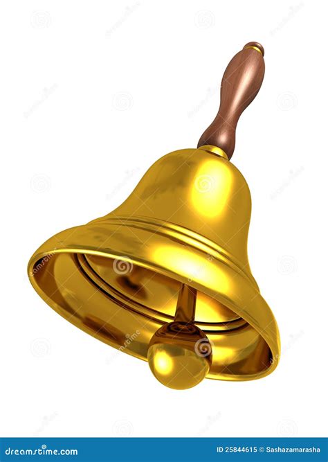 School Golden Bell On White Background Stock Illustration