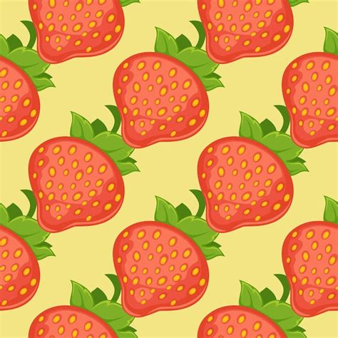 Premium Vector Cute Seamless Pattern With Red Strawberries