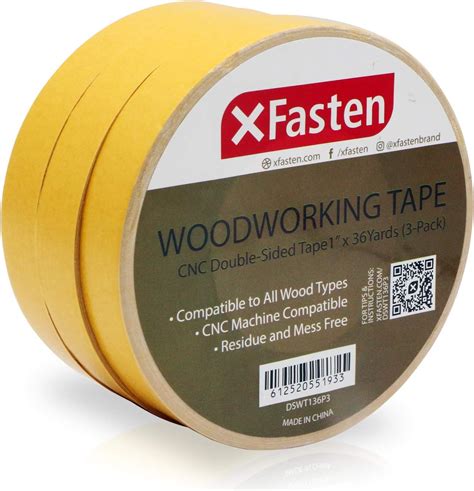 Xfasten Double Sided Woodworking Tape 1 Inch By 36 Yards 3 Pack
