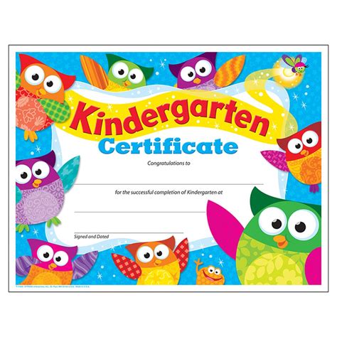 Kindergarten Certificate Owl Stars Pk K Certificates And Diplomas T