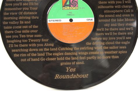 Yes Roundabout Vinyl 12 Lp Etched W Artists Songs Lyrics Ltd