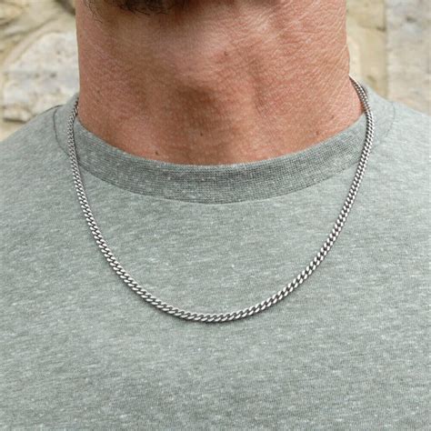 Mens Strong Fine Curb Titanium Chain By David Louis Design