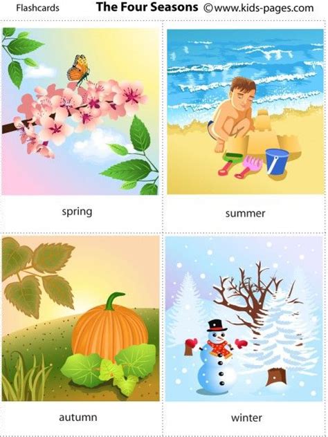 Free Printable Four Seasons Flashcards Learning English For Kids