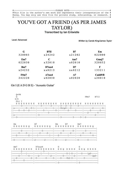 Guitar Tab Information The Songs Of James Taylor