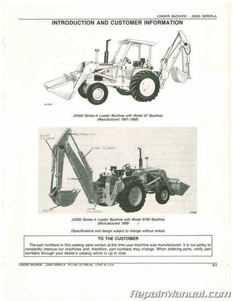 John Deere 500b Tractor Loader Backhoe Service Manual Heavy Equipment