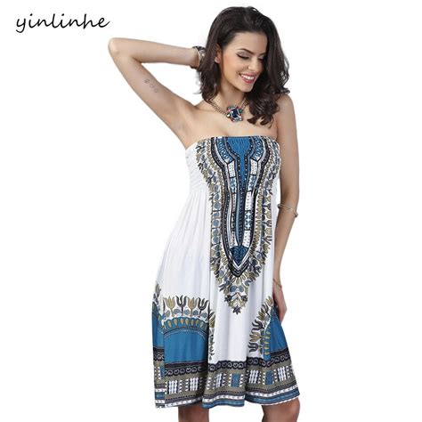 Yinlinhe 2018 Sexy Strapless Sleeveless Elasticity Sashes Summer Beach Dress Bohemian Style Plus