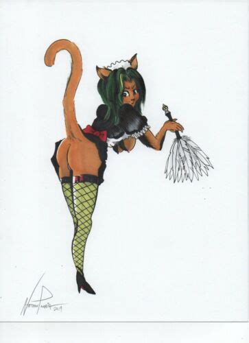 Furry Maid Girl Sketch X Print Art Woman Color Drawing Pinup Nsfw