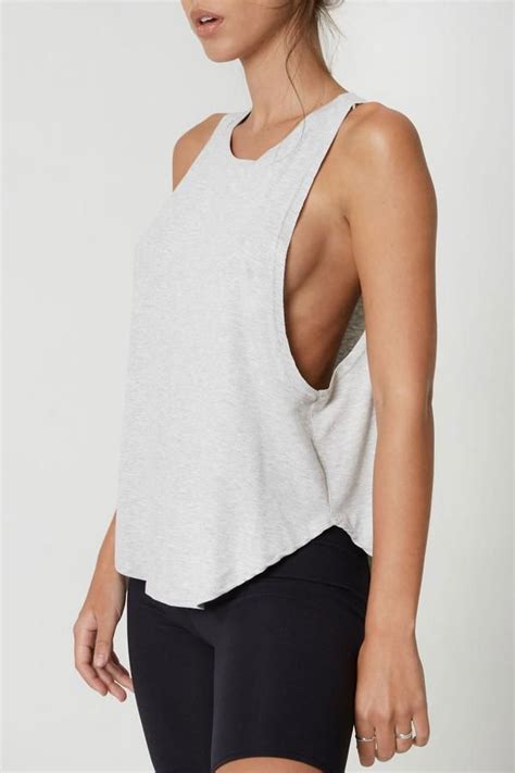 Relaxed Fit Muscle Tank With A High Neckline Open Armholes And A