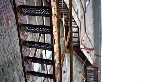 Rusty Fire Escape Stairs On Brick Building Stock Photo Image Of