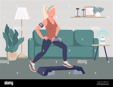 Step Ups Exercise Flat Color Vector Illustration Stock Vector Image