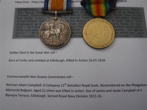 Ww1 Medals Kia 1918 Royal Scots De Ruvigny S Roll Forfar Edinburgh Full Ebay