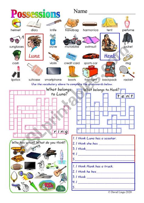 Possessions 2 Versions With Answer Key Esl Worksheet By David Lisgo