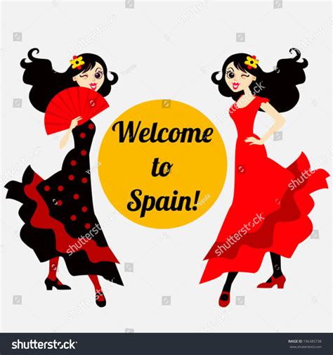Banner With Two Spanish Girls Stock Vector Illustration 196385738 Shutterstock