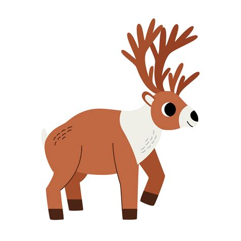 Vector Illustration Of Cute Cartoon Caribou Isolated On White