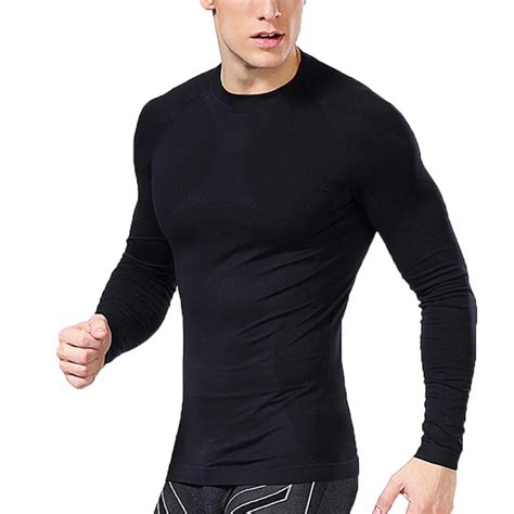 brand clothing men compression long sleeve exercise tight shirts fitness workout base layer tops