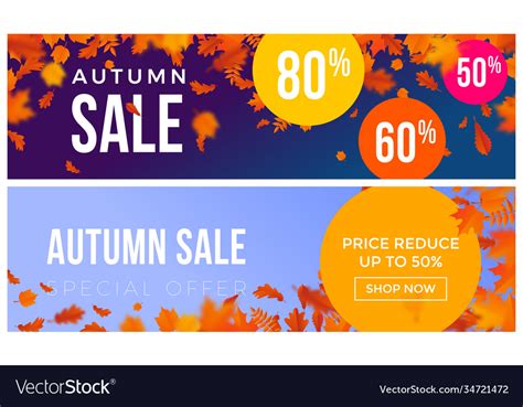 Autumn Sale Text Banner September Shopping Promo Vector Image