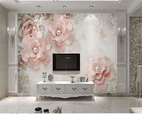Beibehang Photo Wallpaper Elegant 3d Stereo Pearl Flower