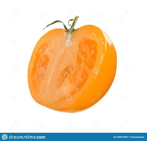 Half Of Fresh Ripe Yellow Tomato Isolated On White Stock Image Image Of Season Isolated