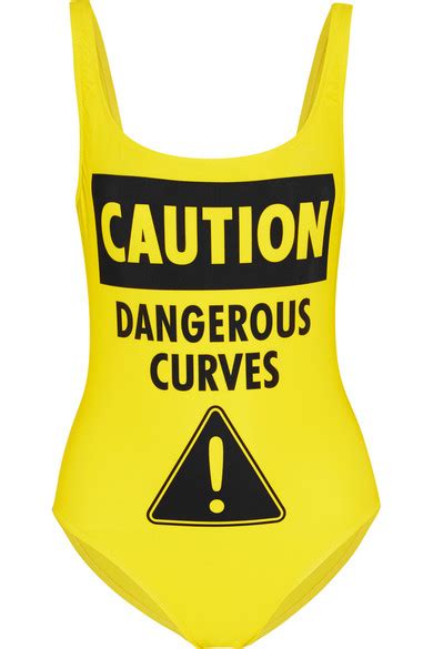 moschino caution dangerous curves printed swimsuit net a porter