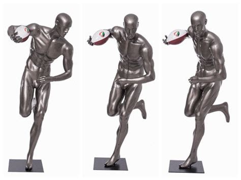 Football Playing Male Mannequin 11 Glossy Grey Mannequin Madness