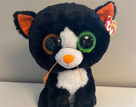 Ty Beanie Boo Frights The Cat With One Orange And One Green Eye Medium