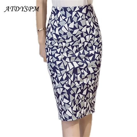New Fashion Plus Size Women Geometric Patterns Printed Pencil Skirts