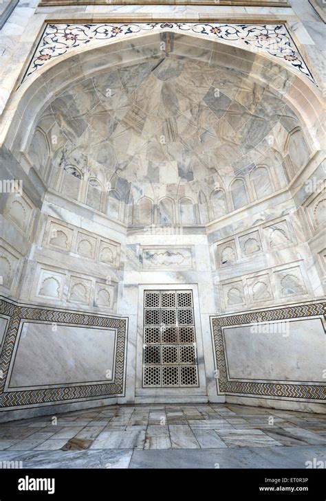 White Marble Stone Work In Taj Mahal Agra Uttar Pradesh India