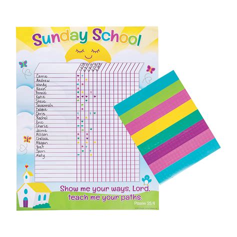 Sunday School Attendance Chart Educational 1 Piece Ebay