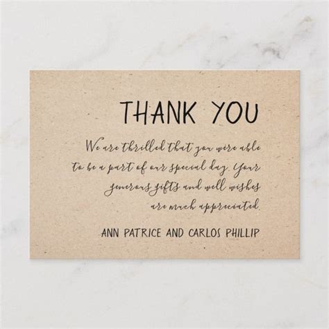 Classical Handwritten Thank You Card Kraft Paper Zazzle Thank You