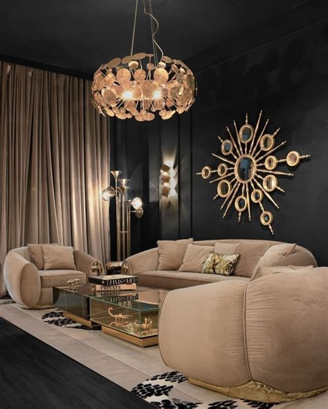 Living Room With Signature In Neutral And Golden Tones