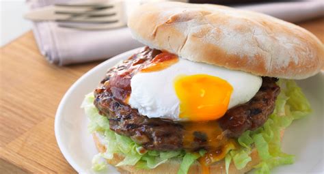Aussie Lamb Burger With Poached Egg And Tomato Chutney Recipe Better