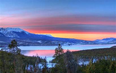 Mountain Lake Sunset Nature Mountains Winter Wallpapers