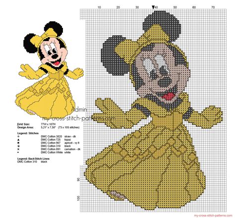 Cross Stitch Pattern Disney Minnie Princess Belle Free Cross Stitch