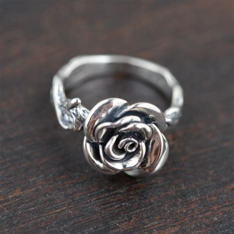 100 Pure 925 Sterling Silver Cubic Rose Ring June Flower Rings For