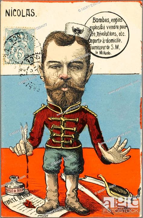 A Satirical French Cartoon On The Subject Of Tsar Nicholas Ii Nikolay
