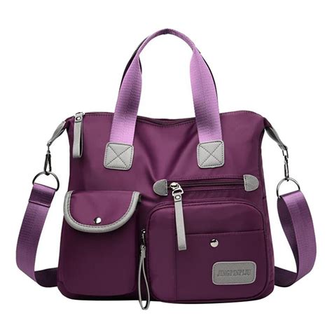 Womens Multi Pockets Nylon Tote Handbag Large Shoulder Bag Travel Purse