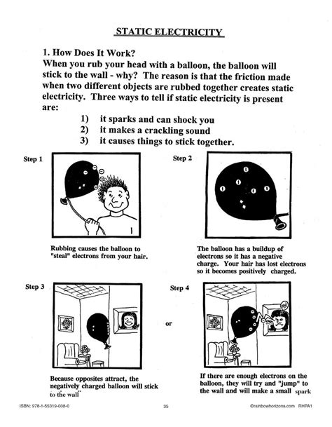 Electricity Static Electricity Worksheet Grades 4 To 7 Ebook