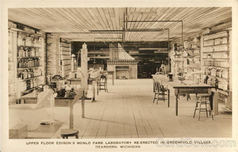 upper floor edison s menlo park laboratory re erected in greenfield village dearborn mi postcard