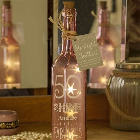 From traditional flowers, jewelry and glassware gifts, to another great gift idea for the person turning 50 who has everything. 50th Birthday Starlight Bottle | Find Me A Gift