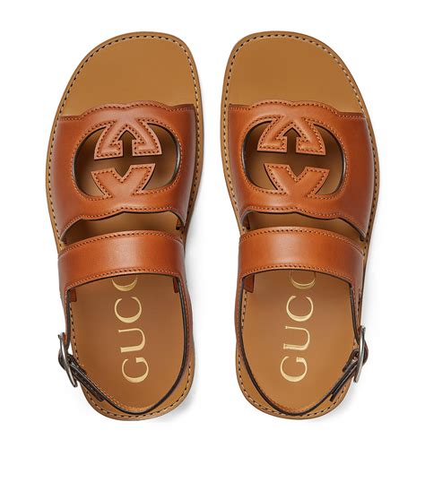 Gucci Leather Cut Out Interlocking G Sandals Harrods In