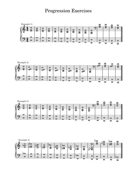 Chord Progression Exercises Sheet Music For Piano Solo
