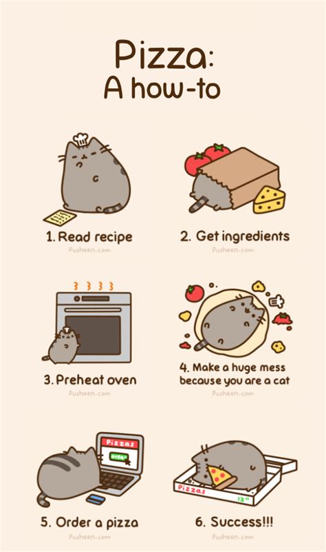 Please like, comment, and share. Pizza, a how-to. | Pusheen cute, Pusheen cat, Pusheen